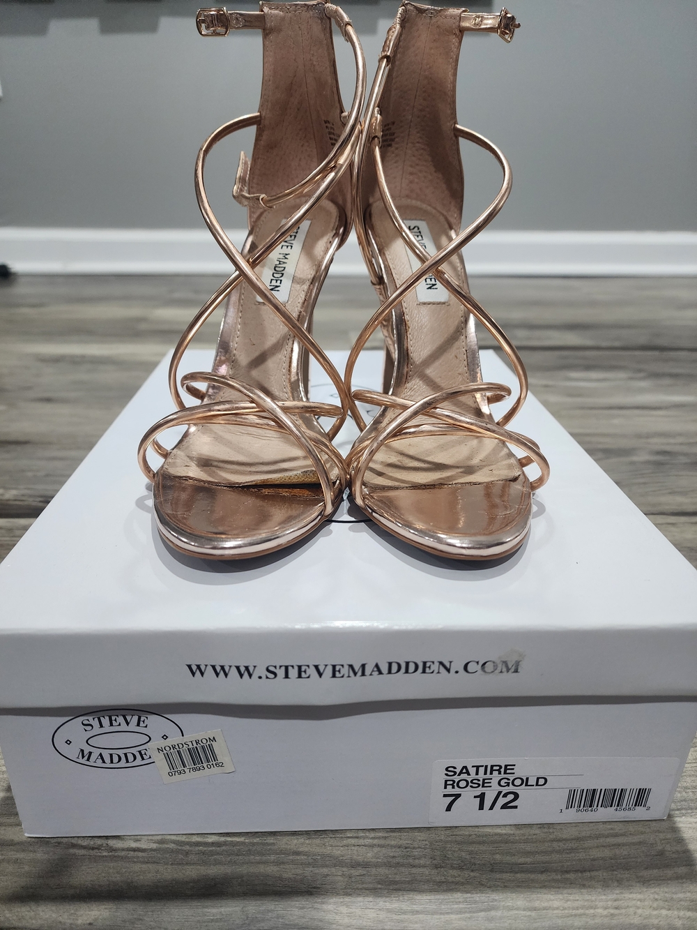 Steve Madden Satire Strappy Heels in Rose Gold